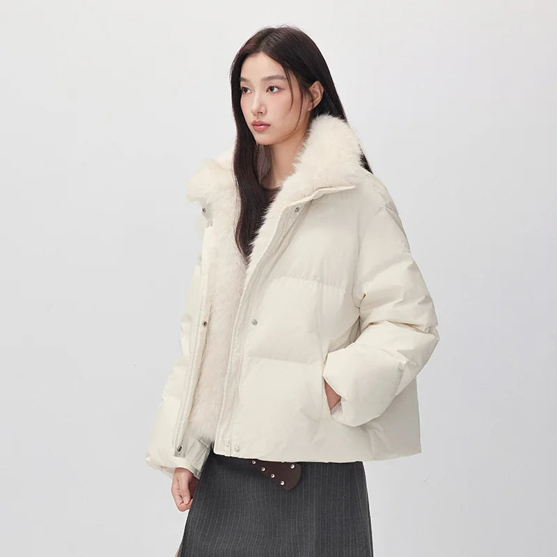 Semir Women Down Jacket Detachable Plush Collar 90 Percent Down Fill Water Repellent Windproof Versatile Outdoor 2026 New