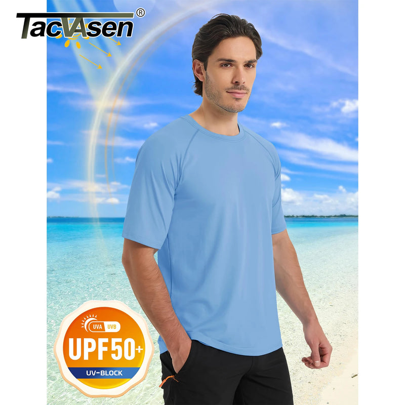 TACVASEN UPF 80+ Sun Protection T-shirts Men's Quick Dry Short Sleeve Athlectic T Shirts Hiking Running Swim T-shirts Tee Tops