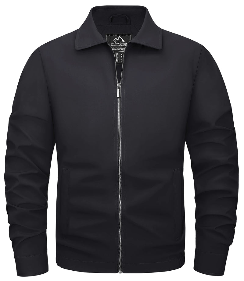 TACVASEN Mens Lightweight Work Jackets Fashion Tunic Style Zipper Pockets Bike Jackets Full Zip Spring Fall Jacket Outwear