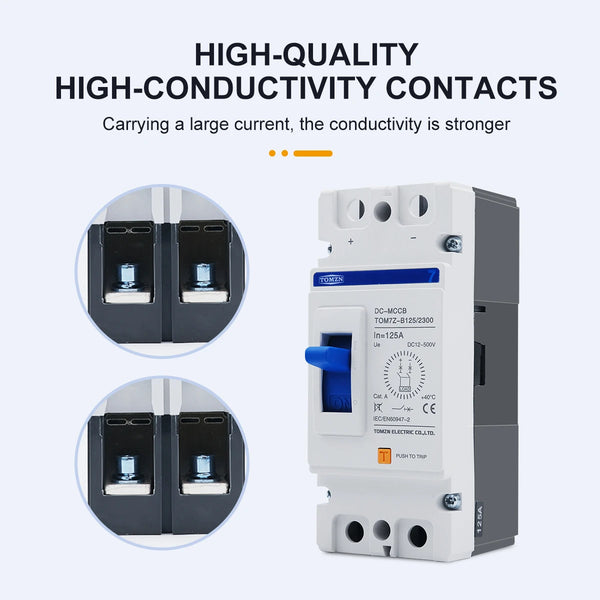 TOMZN 2P DC B Curve 500V DC Solar Molded Case Circuit Breaker MCCB Overload Protection Switch Protector Solar Photovoltaic PV
