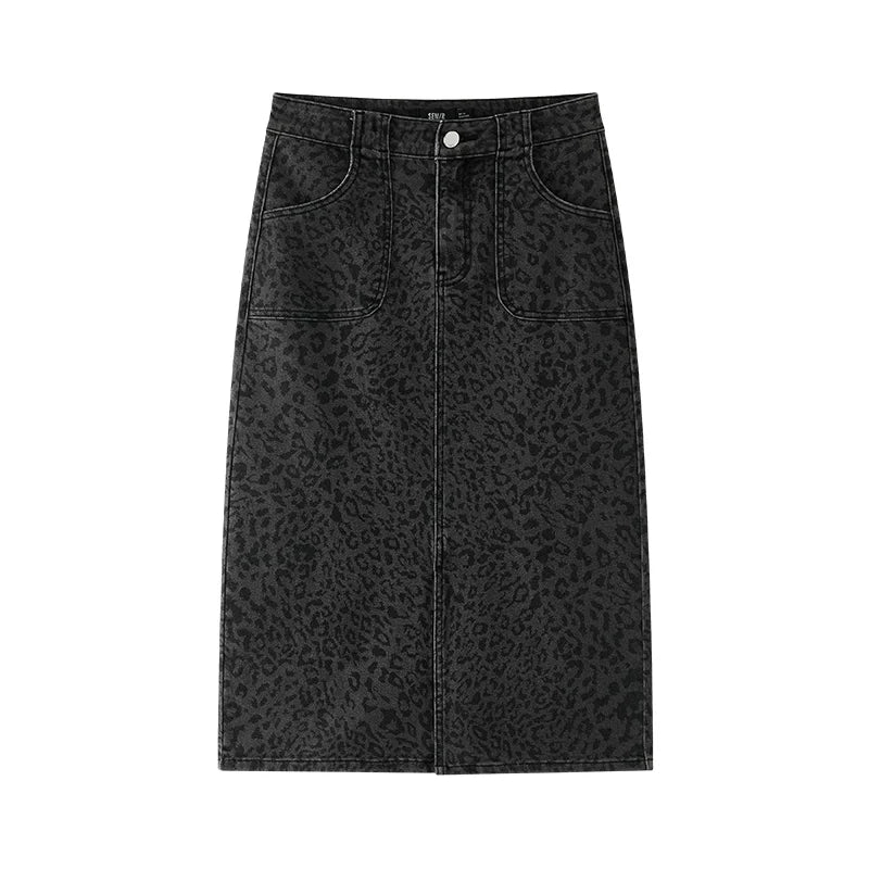 Semir Women Skirt Denim Slit Straight Long Slim Retro Street Style Autumn Bottoms Comfortable Urban Daily Wear 2026