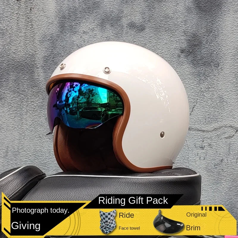 Retro Half Helmet Motorcycle Helmet Women's Motorcycle three-quarters Male American Cruising Motorcycle Half Helmet