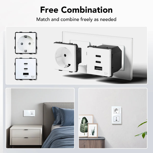 BSEED GaN3 រន្ធសាកលឿន 65W PD រន្ធសាកលឿន USB Type-C អាដាប់ទ័រសាកលឿនសម្រាប់ទូរស័ព្ទ កុំព្យូទ័រ បន្ទះកញ្ចក់ 100V-240V
