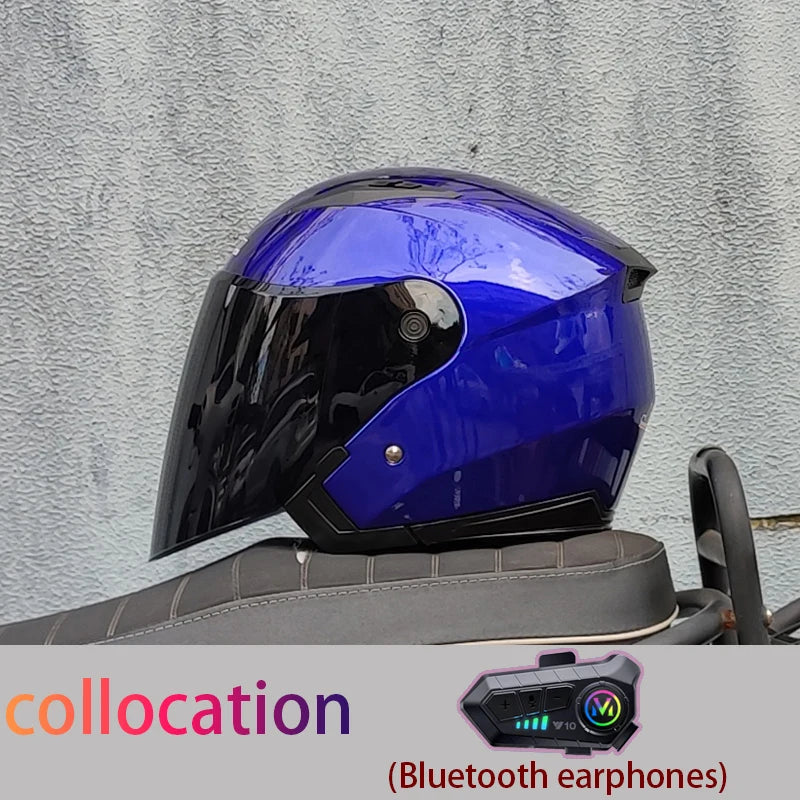 Motorcycle semi covered helmet cascos para motos with built-in sun visor Bluetooth helmet motorcycle helmet