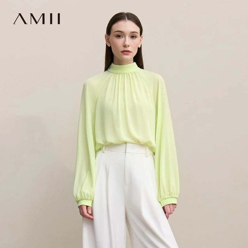 អាវស្រី Amii រដូវស្លឹកឈើជ្រុះឆ្នាំ ២០២៦ អាវថ្មីសម្រាប់នារី ដៃអាវពាក់កណ្តាលក ឆើតឆាយ សម្រាប់ធ្វើដំណើរទៅធ្វើការ អាវធំរលុង 12641072