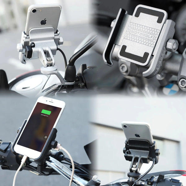 ជើងទ្រទូរស័ព្ទ Motowolf សម្រាប់ម៉ូតូ កង់ ម៉ូតូ បង្វិលបាន 360 ដឺក្រេ អាចដាក់ទូរស័ព្ទបានគ្រប់ម៉ូដែល មានរន្ធ USB អាលុយមីញ៉ូម