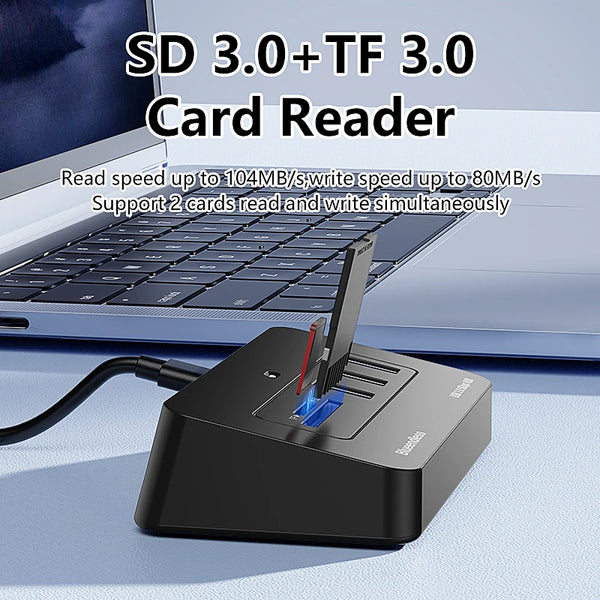 ខ្សែ Blueendless 1M 2-in-1 USB 3.0 Hub 5Gbps មជ្ឈមណ្ឌលទិន្នន័យពហុច្រកល្បឿនលឿន 4 ច្រក USB-A & USB-C ឧបករណ៍ភ្ជាប់ពីរសម្រាប់កុំព្យូទ័រយួរដៃ