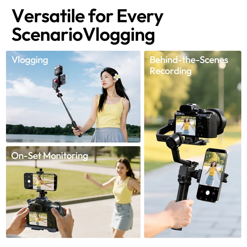 ក្ដាប់ទូរស័ព្ទ Ulanzi MA61 QuickClip ជាមួយ Cold Shoe Mount ជាមួយវីសបង្វិល 360° ទំហំ 1/4" ទទឹង 65-90mm សម្រាប់ Tripod Video Light Mount