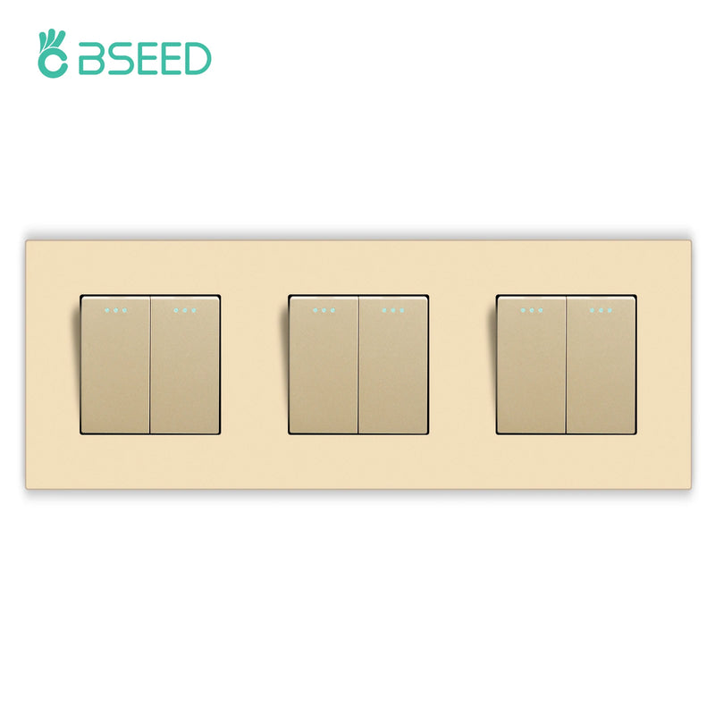 BSEED 1/2/3Gang 1Way Mechanical Light Switch Plus Electrical Outlets Plastic Frame Wall Switch On Off Power Socket