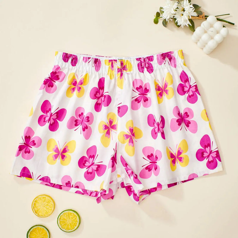 ខោ pajamas កប្បាសបោះពុម្ពទាន់សម័យសម្រាប់ស្ត្រី Lounge ស្តើងរដូវក្តៅខោខ្លីសម្រាប់គេងពេលយប់មានផាសុកភាព Pyjamas Femme