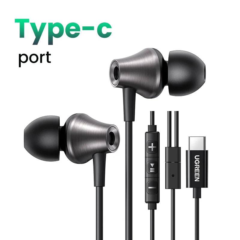 UGREEN 3.5mm USB Type C Wired Earbuds with Microphone, Wired Earphones in Ear Headphones HiFi Stereo,For Most with 3.5mm Jack