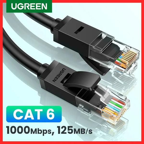 ខ្សែ UGREEN Ethernet Cat6 Gigabit ល្បឿនលឿន 1000Mbps Internet Cable RJ45 Shielded Network LAN Cord សម្រាប់កុំព្យូទ័រ PS5 PS4 PS3 Xbox