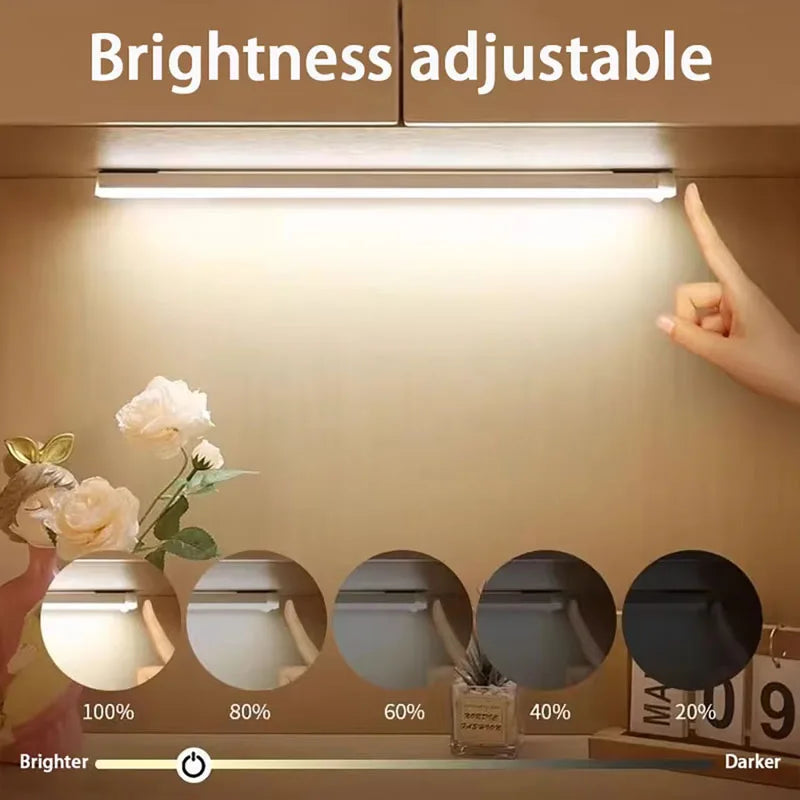 LED Motion Sensor Light Wireless LED Night Light Type-C Rechargeable Light Cabinet Wardrobe Lamp Staircase Backlight For Kitchen