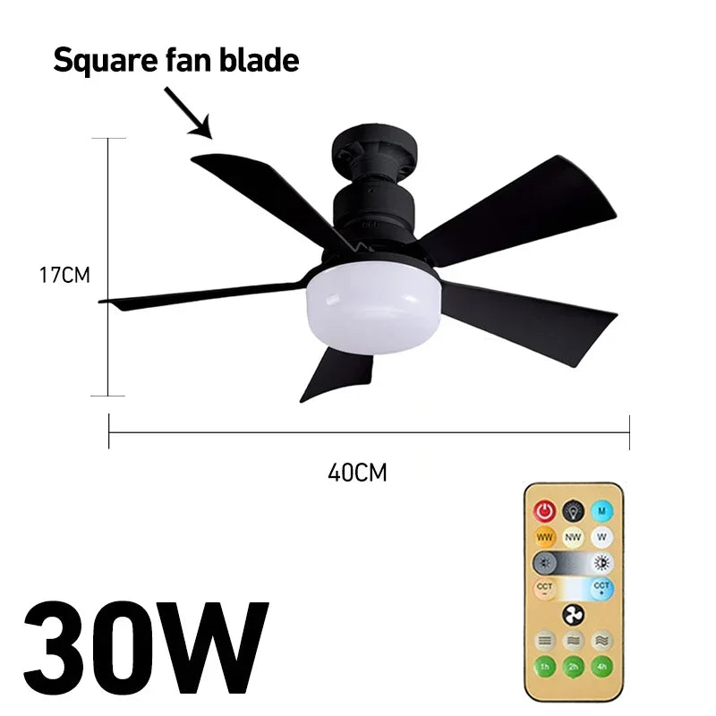30W/40W E27 Ceiling Fan Light with Remote Dimming LED Lights Suitable Fan Intelligent Silent Ceiling Fan for Living Room Bedroom