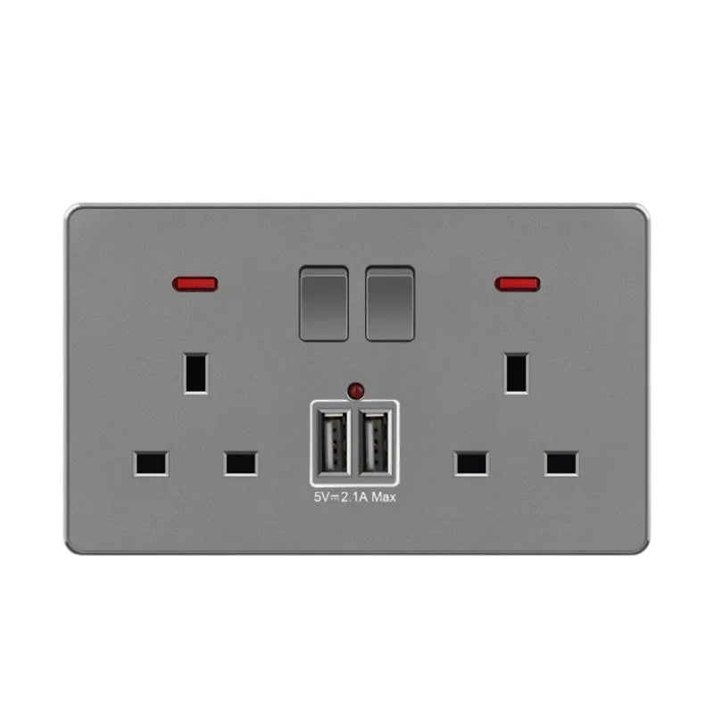 Grey UK USB Plug type c 18W Fast Charging Wall Socket, Universal 3.1A USB C socket, Water heater electrical light switch panel