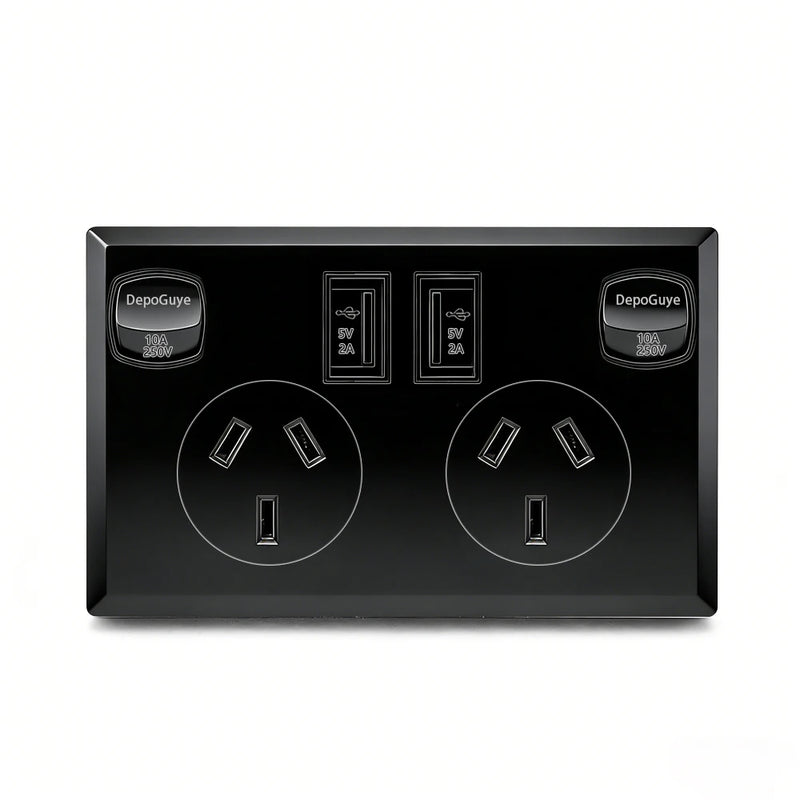 Australian Standard Usb Wall Dual Socket with 2gang Switch, Au Plug Adapter Mobile Phone Charging Power 10A Socket 118mm*72mm