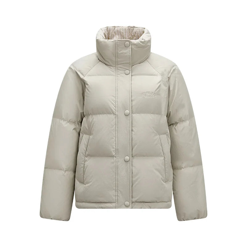 Semir Textured Down Jacket Stripe Patchwork Women 2026 Winter College Style Loose Fit Stand Collar Fashion Outerwear