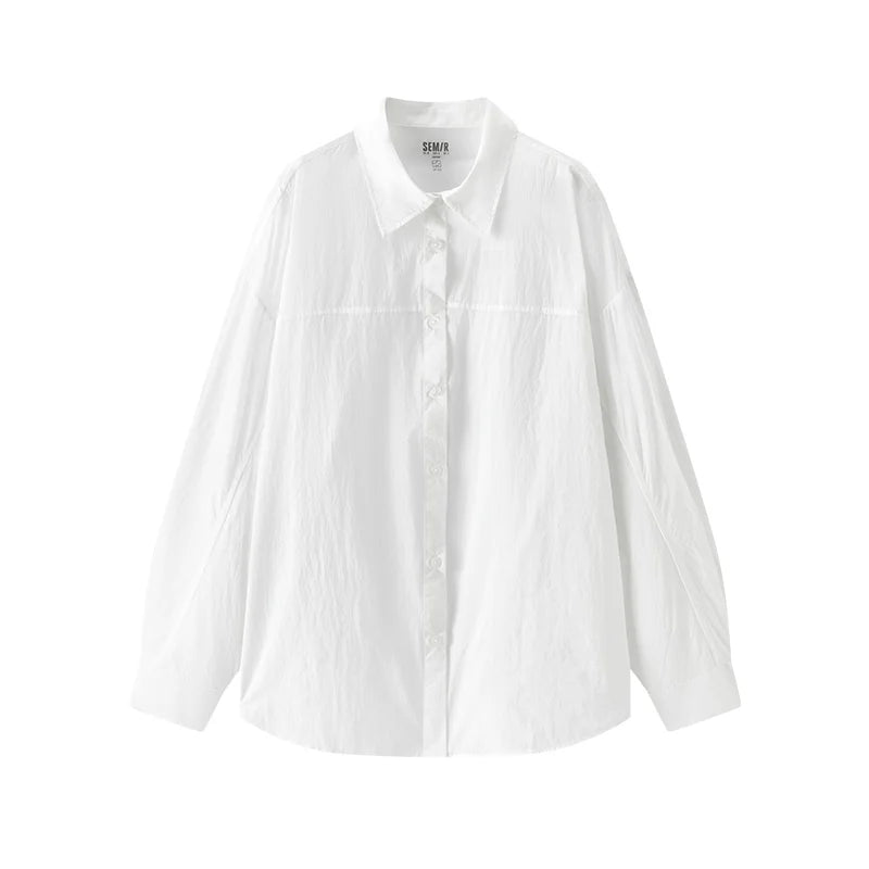 Semir Women Shirt UV 2026 Protection Textured Solid Drop Shoulder Urban Casual Everyday Style Soft Comfortable Daily