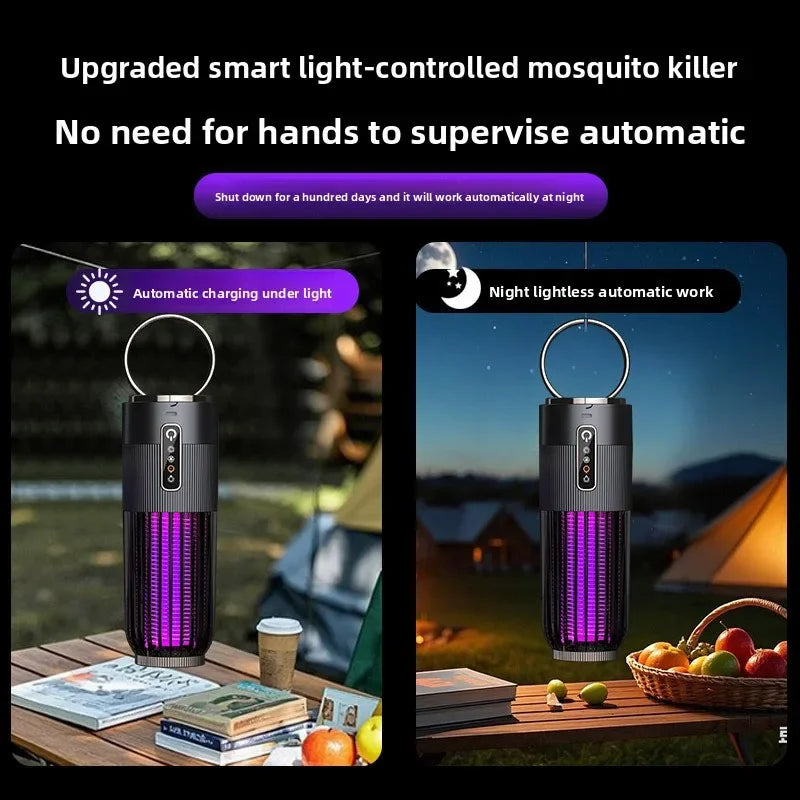 Rechargeable USB Insect Repellent Lure Lamp Solar Electric Mosquito Killer Lamps Timing 2-in-1 Portable Outdoor Camping Light