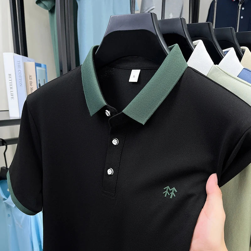 Quality Man Short-Sleeved Polo Shirt Lapel Button Pattern Printing Summer New T-Shirt Business Casual Outdoor Sports Men's Wear