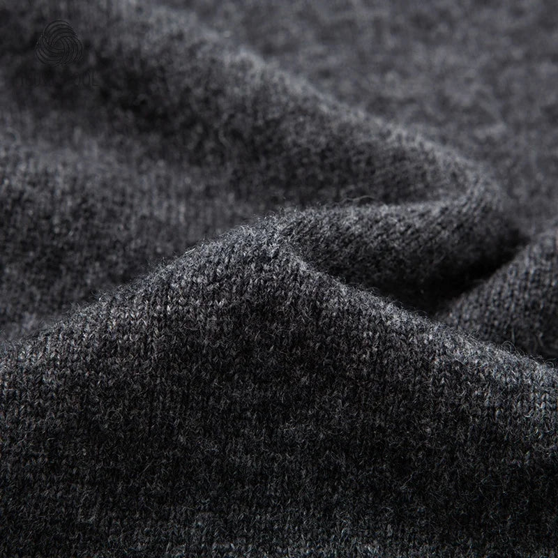 Men's Faux Two-Layer Sweater, 100% Wool 500g, Turn-Down Collar, Old Money Loose Fit Gold Standard Craft