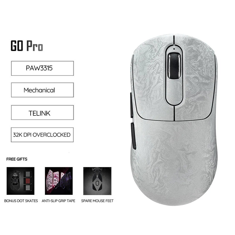 Akko GO Wireless Gaming Mouse Carbon Fiber PAW3955/3950/3315 Sensor 55g Lightweight Dual 8K Polling Rate 65000DPI Esports Mice