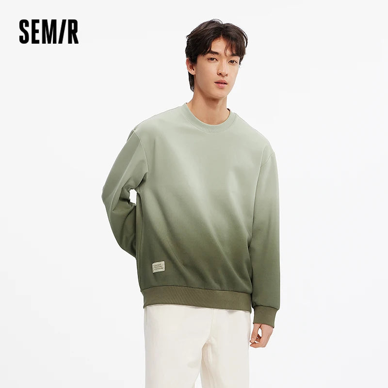Semir Gradient Printed Sweatshirt Comfortable Men 2025 Spring Loose Fit Casual Style Basic Fashion Long Sleeve Pullover Top