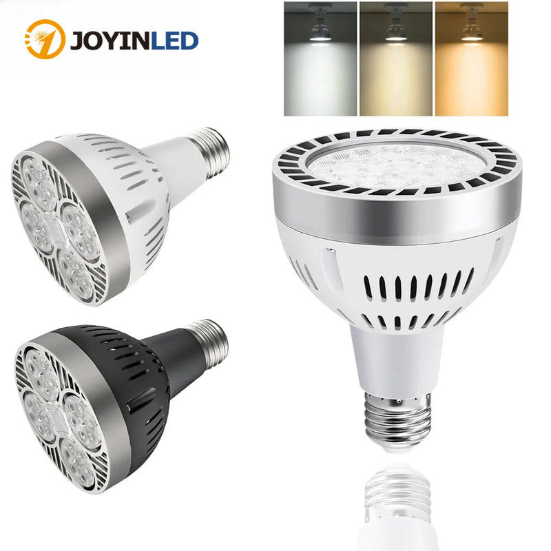 អំពូលភ្លើង LED 220V E27 PAR30 អំពូលភ្លើង LED 35W 45W ភ្លឺខ្លាំង មានកង្ហារត្រជាក់សម្រាប់បំភ្លឺផ្លូវ
