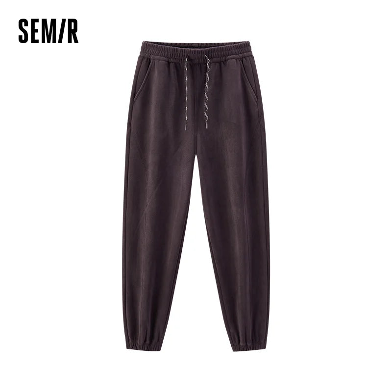 Semir Casual Pants Women Winter Fleece Anti-Static Loose Paneled Cuffed Long Pants 2025 New Sporty Sweatpants Women'S Wear