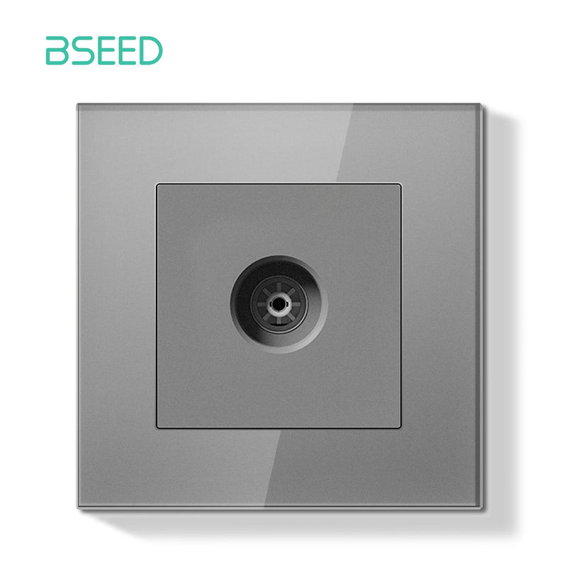 BSEED E Series Mechanical Button Switch 1/2Gang 1Way Light Switch Wall Electrical Socket ST TV CAT6 Socket Glass Panel Switch