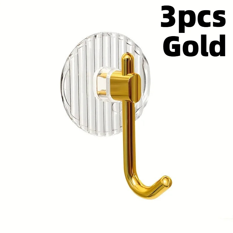 3pcs Acrylic Wall Hooks,Light Luxury Towel Hooks,Easy to Install,Suitable for Bathrooms,Bedrooms,Kitchens,etc.Golden/Silvery