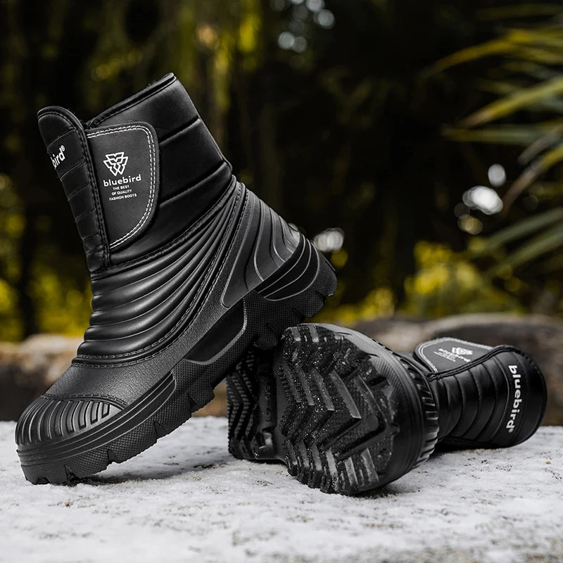 Men's Snow Boots Winter Warm Plush Casual Boots Soft Sole Anti-Slip Plus Size Outdoor Boots Fashion Youth Comfort High-Top Boots