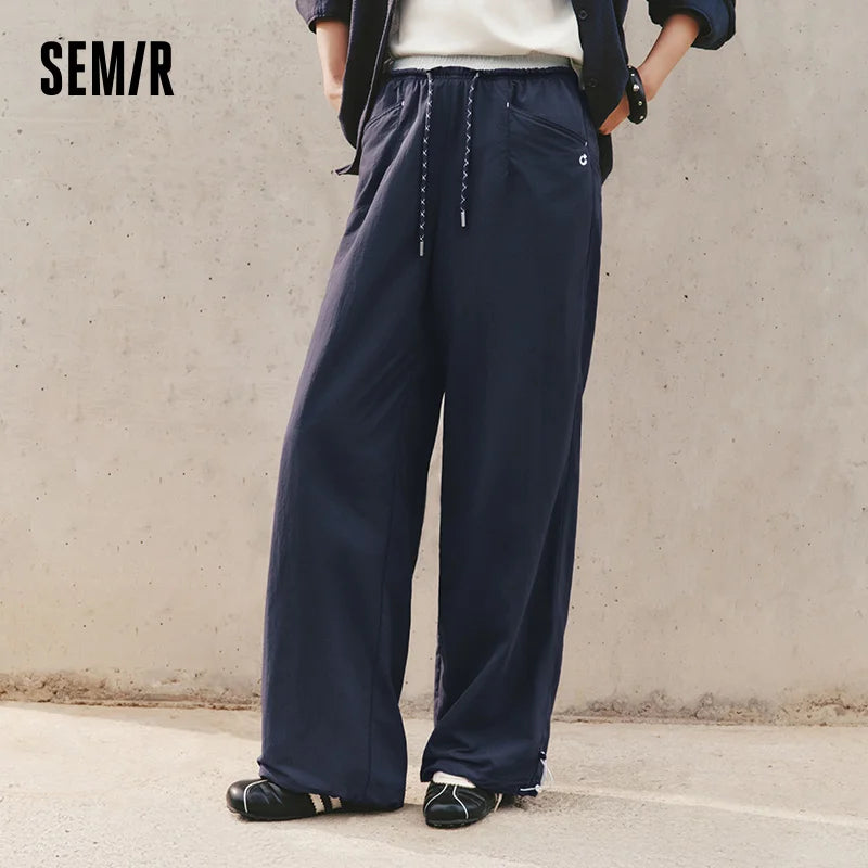 Semir Women Pants Color 2026 Block Drawstring UV Protection Quick Dry Wide Leg Urban Casual Everyday Style Soft Comfortable