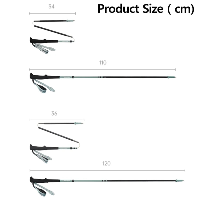 Naturehike Lightwind Ext-Carbon Fibre 4-Section Folding Hiking Poleultra-Lightweight And Quick-Opening Portable Walking Poles