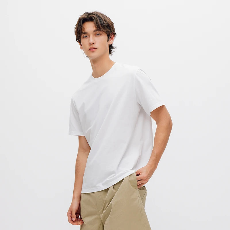 Semir Men T shirt Solid Color Crew Neck Knit Comfortable Versatile Casual Top 2026 Summer Simple Daily Clothes