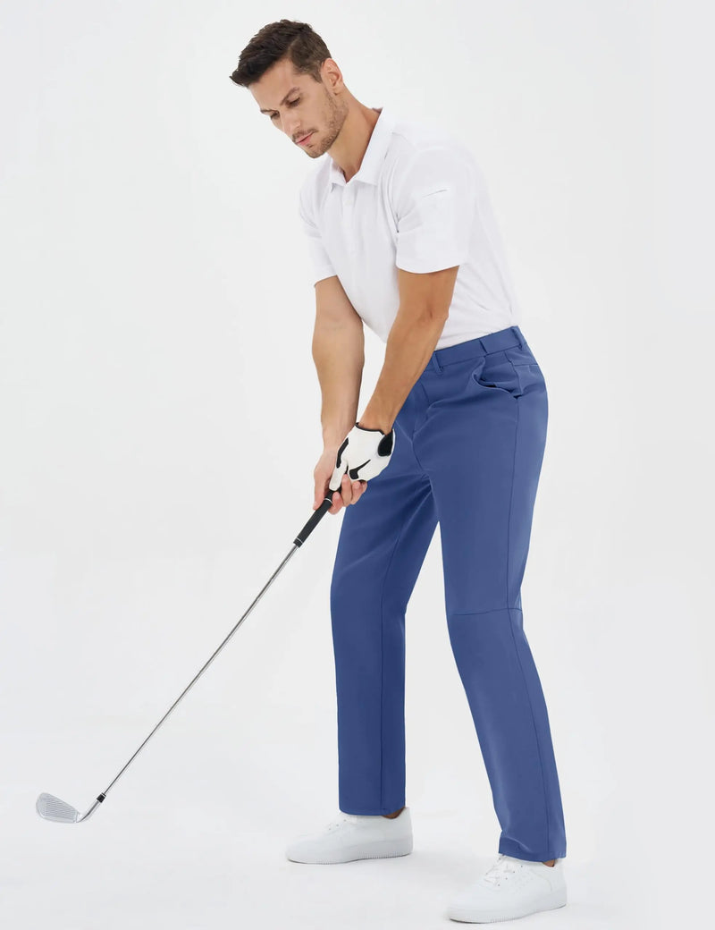 TACVASEN Men's Winter Golf Pants Fleece Lined Warm Stretch Straight Leg Business Casual Work Travel Trousers with Pockets