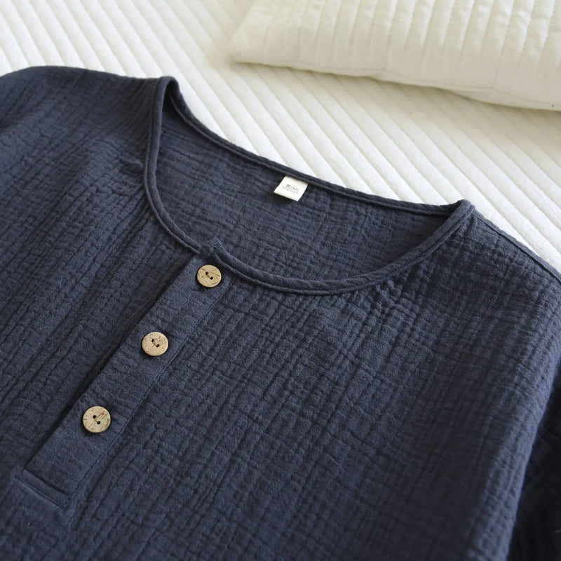 New Male Pajamas Short-sleeved Pijamas Lounge Set Pyjamas Men Loungewear Suit Pure Cotton Round Neck Sleepwear Soft Loungewear