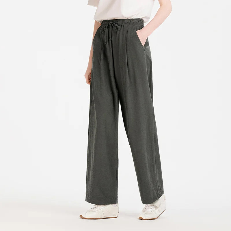 Semir Women Pants Textured 2026 Loose Fit Soft Drape Wide Leg Soft Touch Urban Casual Everyday Style Soft Comfortable
