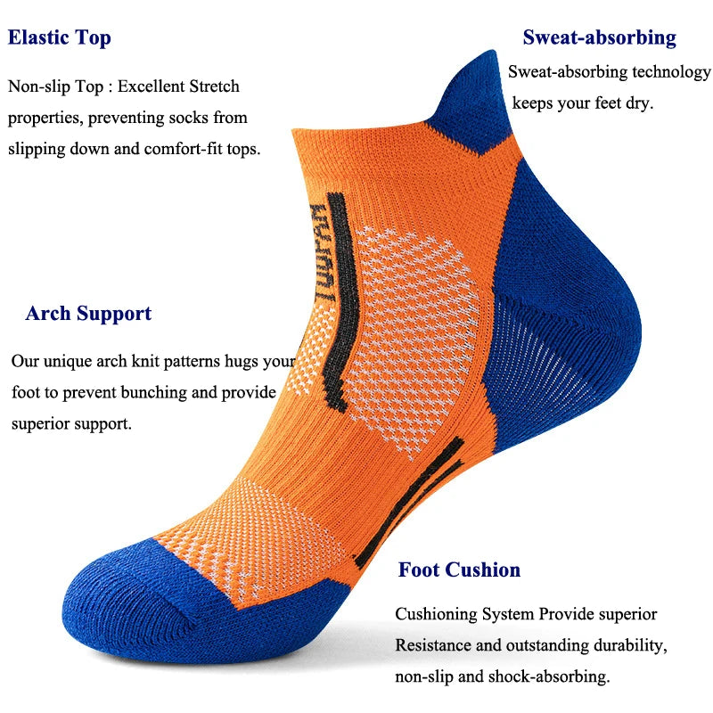 WRELS 1/2/3 Pairs Athletic Ankle Socks Moisture Wicking Compression Socks Men Women Breathable Arch Support Outdoor Hiking Socks