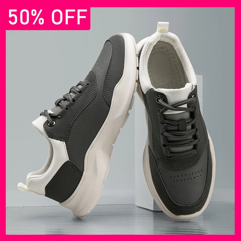 Men Sneakers High-quality Leather Comfort Wear-resistant Daily Commuting Leisure Shoes New Flat Bottom Anti Slip Fitness Shoes