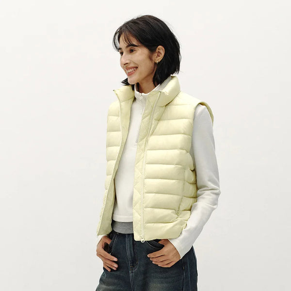អាវកាក់ Semir សម្រាប់ស្ត្រី ទម្ងន់ស្រាល ៩០ ភាគរយ ធ្វើពីរោមចៀម កអាវឈរ ស្លីម រាងជាស្រទាប់ ពណ៌សុទ្ធ ថ្មីឆ្នាំ ២០២៦