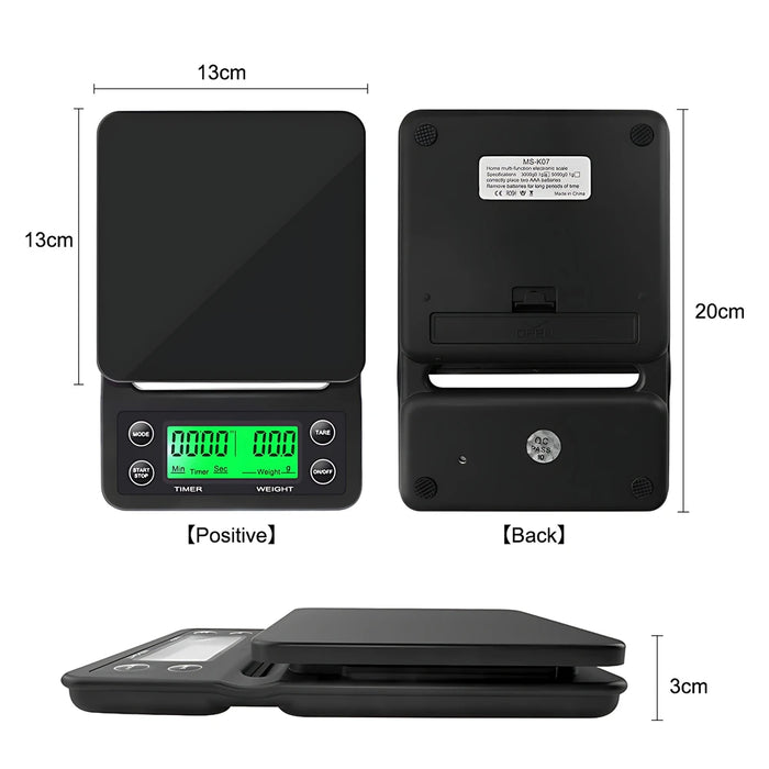 3kg/0.1g 5kg/0.1g Digital Coffee Scale with Timer Portable Electronic Digital Kitchen Scale High Precision LCD Electronic Scales