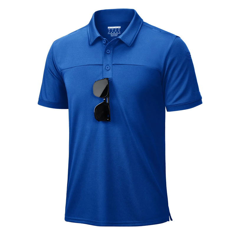 TACVASEN Men's Tactical Polo Shirt UPF 50+ Sun Protection Quick Dry Short Sleeve Shirt Moisture Wicking Outdoor Hiking Polo