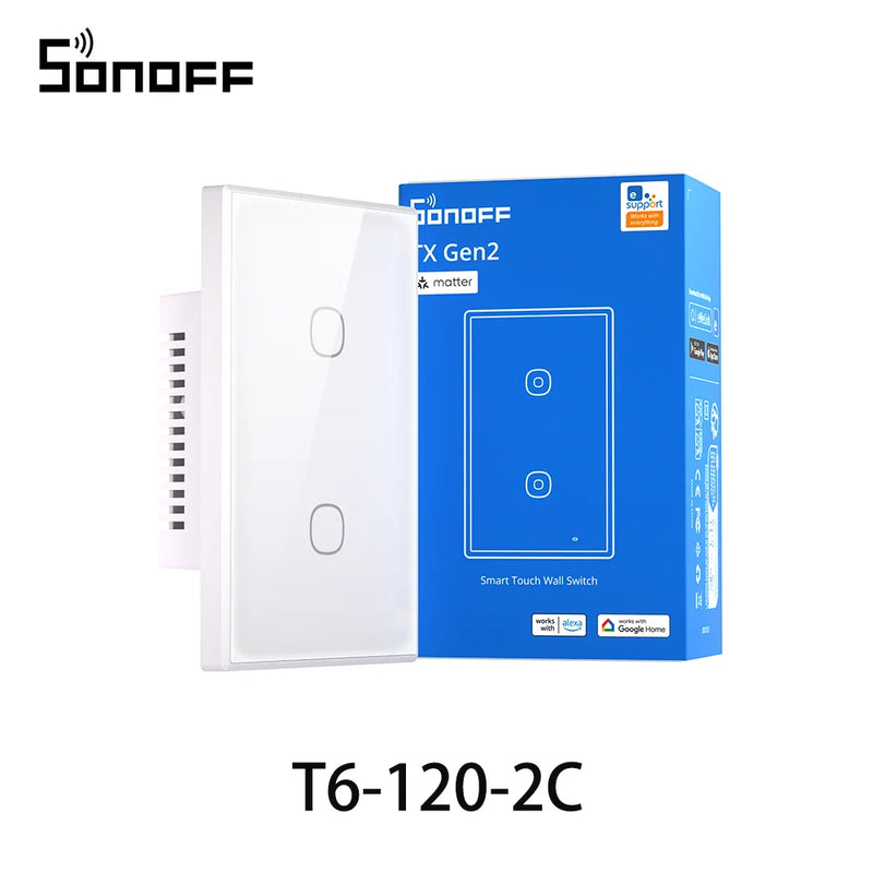 SONOFF TX Gen2 US Smart Touch Wall Switch T6 120 Matter Detach Relay Adjustable Night Switch Locator Apple Ecosystem Compatible