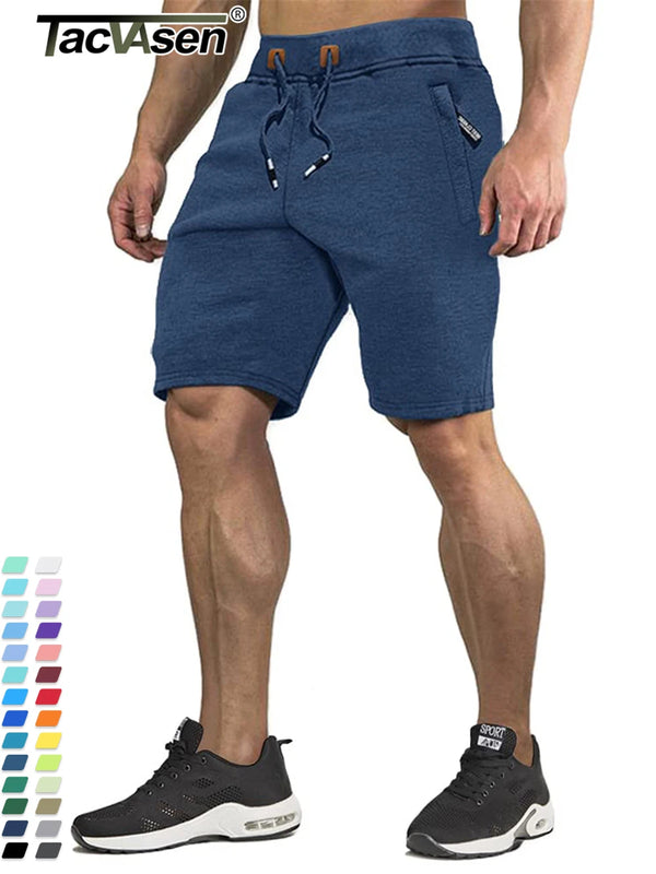 TACVASEN Summer Cotton Running Track Shorts Mens Casual Jogger Shorts Elastic Waist Athletic Workout Zipper Pockets Short Pants