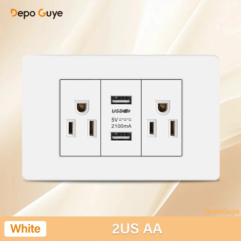 Italy Chile Mexico USB Smart Type-c 20W Fast Charging Wall Outlet plug,Brazil Electric Light Switch Panel Universal usb c Socket