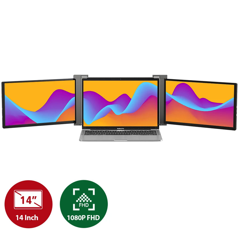 UPERFECT UStation Z 14 Tri Screen Laptop Monitor Extender Triple Display Portable Workstation For Dell Mac ASUS HP Plug & Play