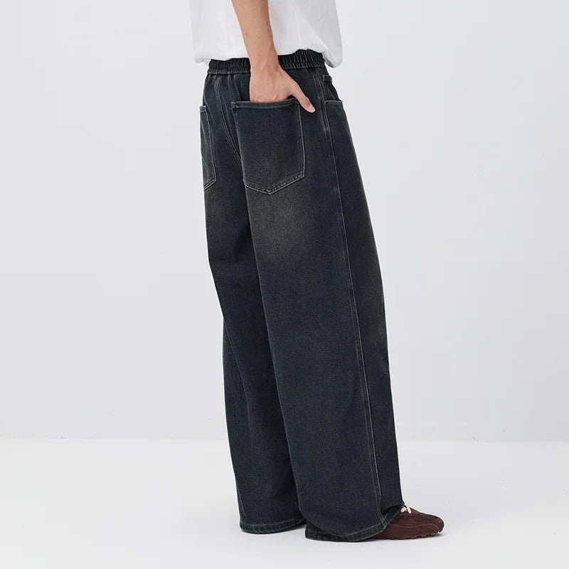 Semir Men Denim Jeans Drawstring Loose Fit Wide Leg 2026 New Winter Daily Wear Urban Casual Style Cold Weather Layering
