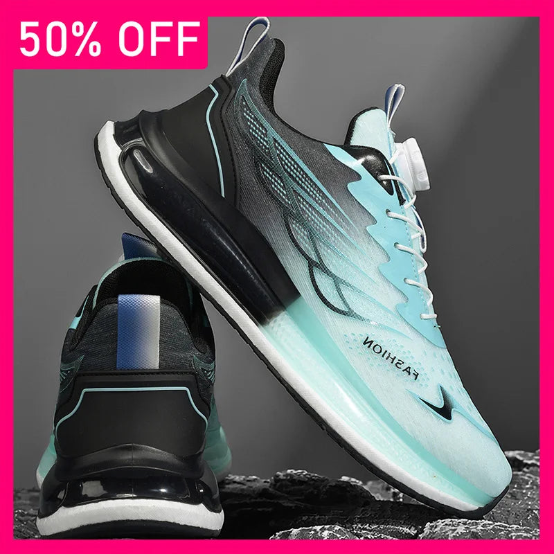 Men Sports Shoes New Rotating Buckle Trendy Mesh Breathable Lightweight Casual Shoes Spring Outdoor Jogging Shoes for Men