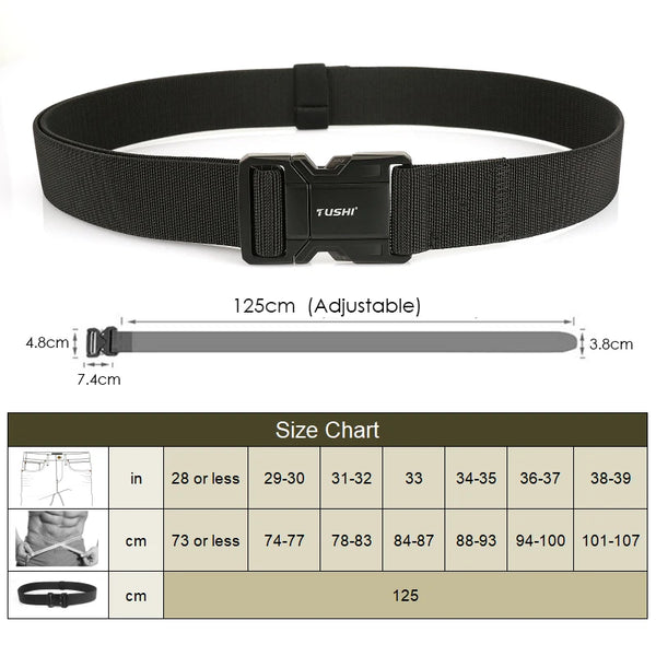 VATLTY New Elastic Casual Belt for Men Quick Release Metal Buckle Tactical Outdoor Girdle Adjustable Blue Hiking Belt Male